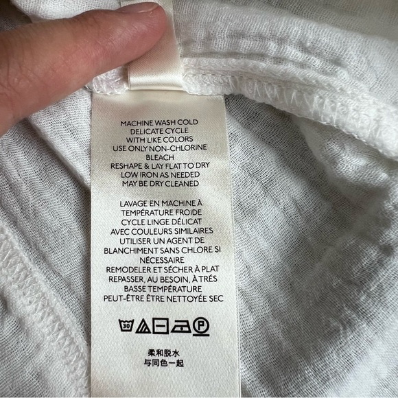 We The Free Ivory 1/2 Button Up Oversized Peasant Long Sleeve Blouse, Size Med - Picture 6 of 10